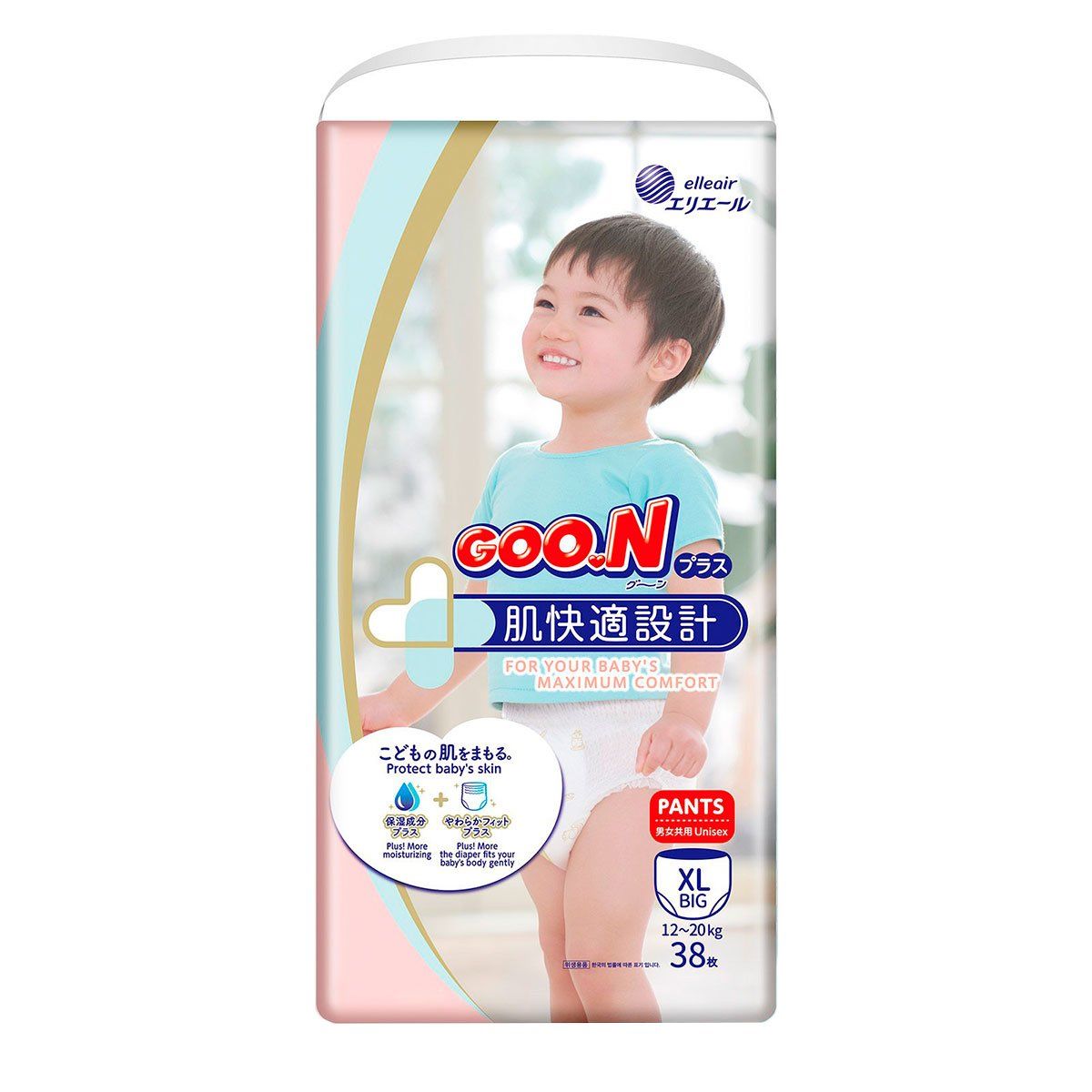 Трусики-підгузки Goo.N Plus для дітей 12-20 кг (розмір Big (XL), унісекс, 38 шт)