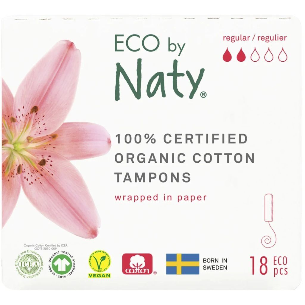 Жіночі гігієнічні тампони "Eco By Naty" Regular, 18 шт в упаковці