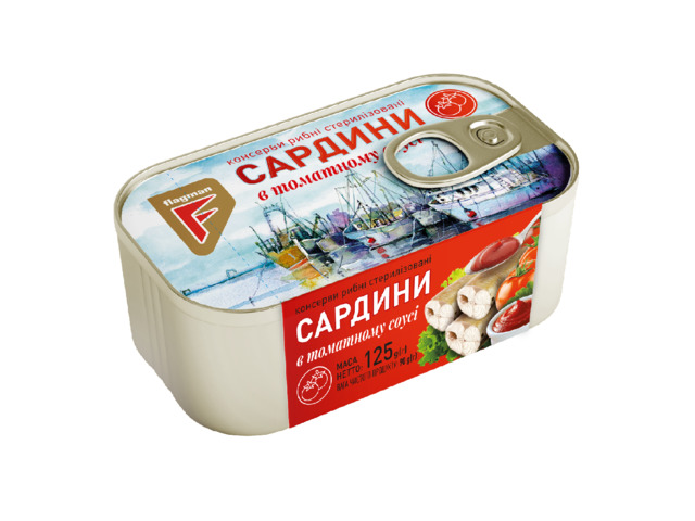 Сардини в Томатному Соусі жестяна банка з ключем 125г "Флагман"  1шт  (10417)