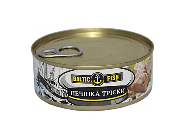 Печінка Тріски Натурал.у Власному Жирі жестяна банка Клаб з ключем 240г "Baltic Fish" Литва  1шт  (10448)
