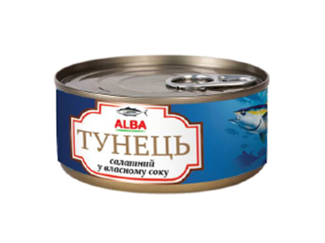 Тунець Шматочки у Власному Соку Салатний ж/б Ключ 150г "ALBA FOOD" 1шт (7846)