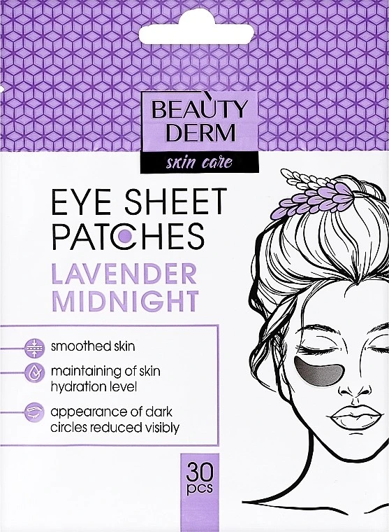 Тканинні патчі для зони під очима Lavender Midnight Beautyderm, 30 шт