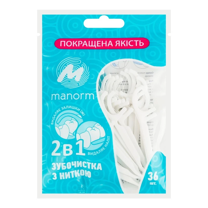 Зубна нитка на пластиковій ручці Manorm, в наборі 36 шт