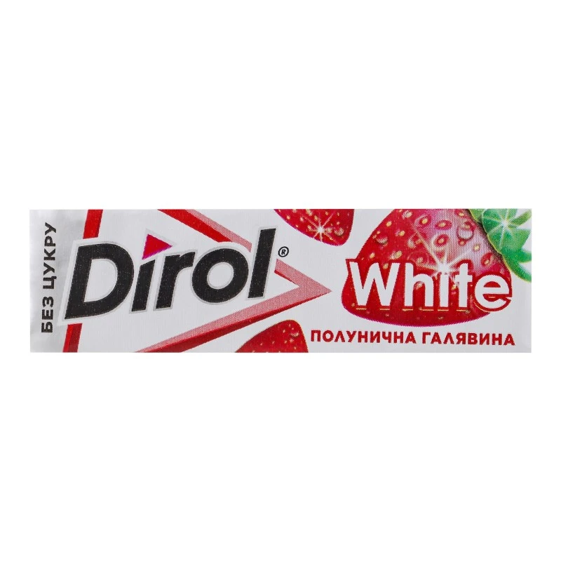 Гумка жувальна без цукру Полунична галявина White Dirol, 14 г