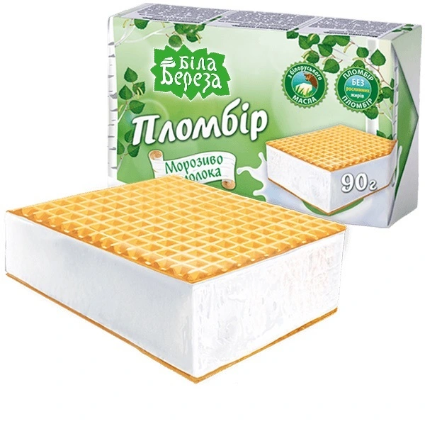 Морозиво пломбір в вафлі Біла Береза, 90 г