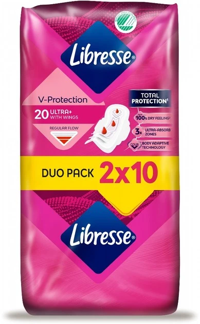 Прокладки гігієнічні Normal wings Ultra Thin Libresse, 20 шт/уп.