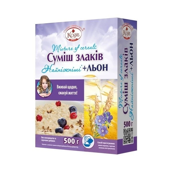 Пластівці вівсяні Ніжні + льон Козуб, 500 г