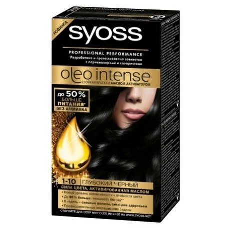 Фарба для волосся 1-10 Глибокий чорний Oleo Intense Syoss, 115 мл
