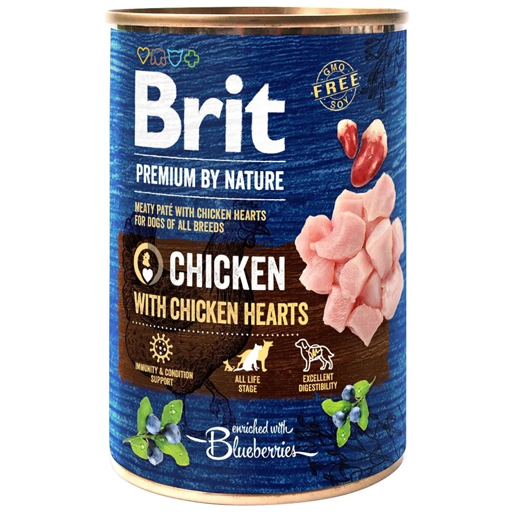 Корм для собак курка з курячим серцем Premium by Nature з/б Brit, 400 г