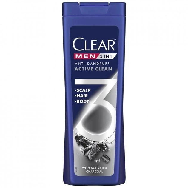 Шампунь 3 в 1 з активованим вугіллям для чоловіків Clear, 360 мл