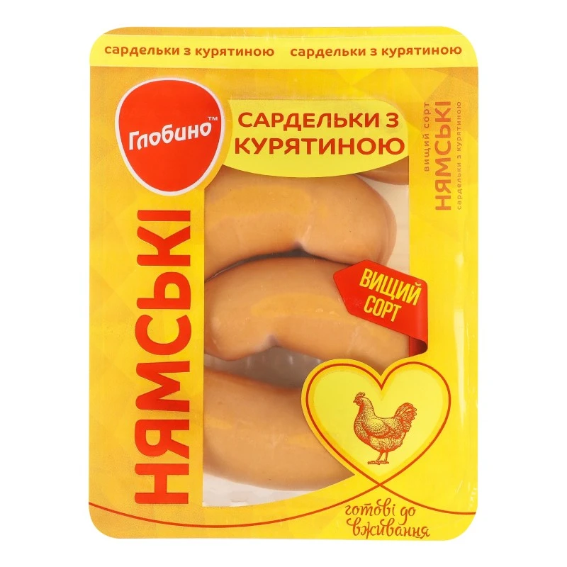 Сарделі варені з курятиною Нямські в/г Глобино, 300 г