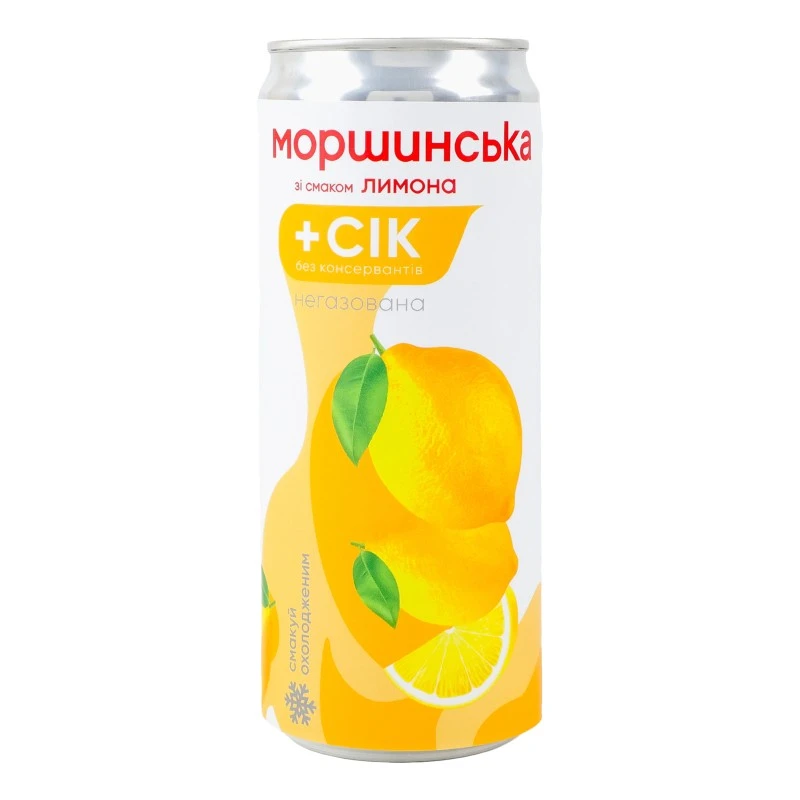 Напій безалкогольний негазований соковмісний зі смаком лимона Моршинська з/б 0.33л