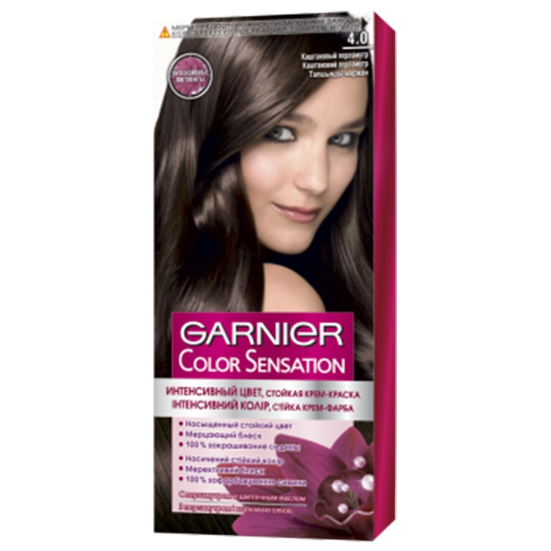 Фарба для волосся відтінок 4.0 Каштановий перламутр Garnier 110 мл