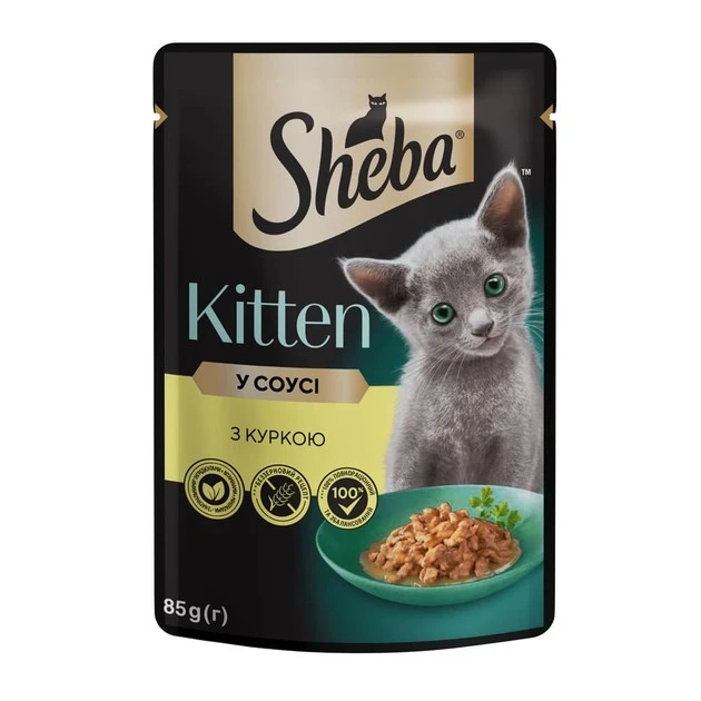 Корм консервований для кошенят З куркою Sheba д/п 85г