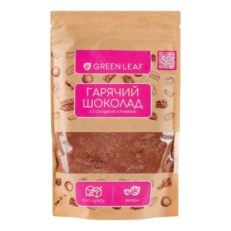 Шоколад гарячий із солодкою стевією Green Leaf, 200 г