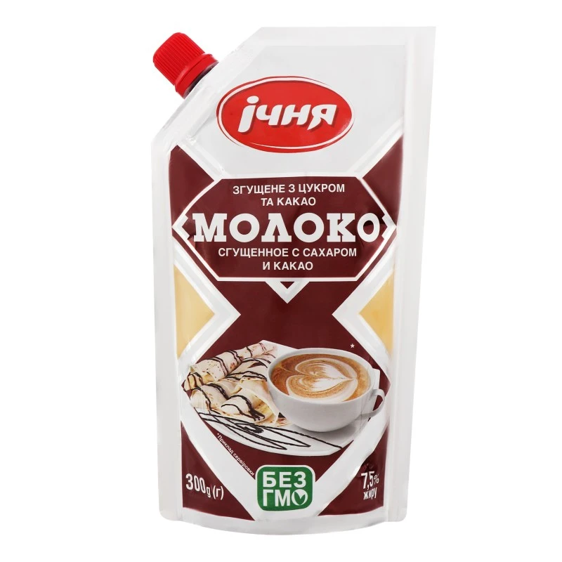 Молоко незбиране згущене з цукром та какао 7,5% Ічня, 300г