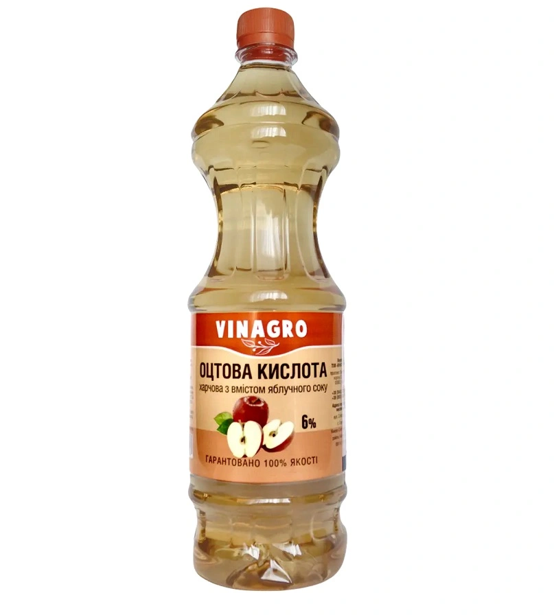 Оцтова кислота харчова з додаванням яблучного соку 6% Vinagro, 0.9 л