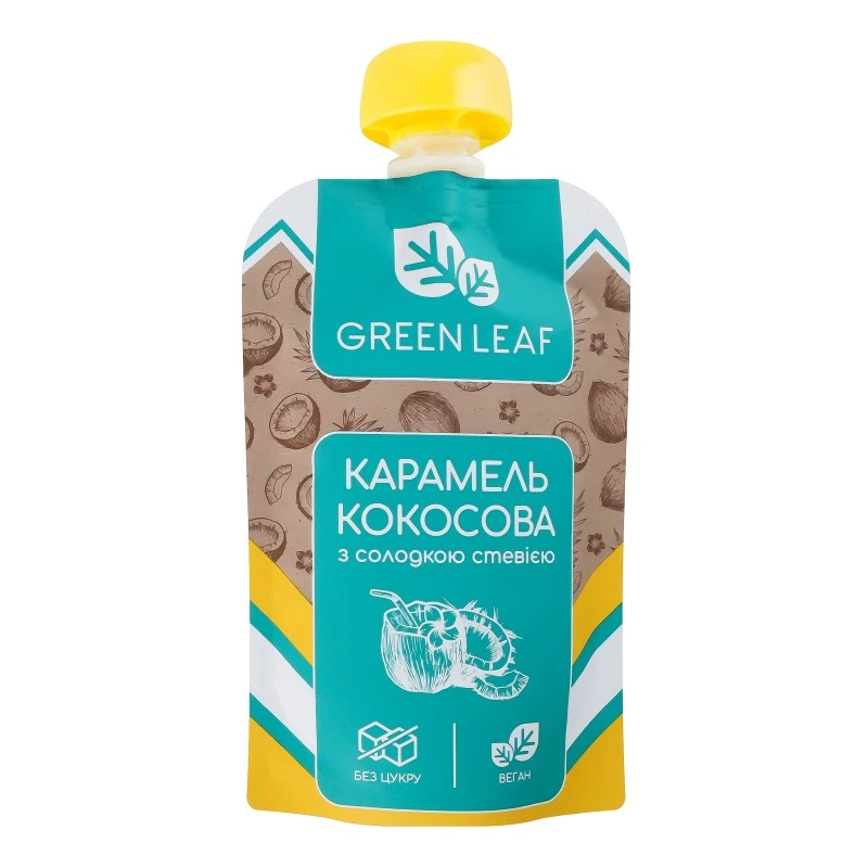 Карамель кокосова з солодкою стевією Green Leaf , 90г