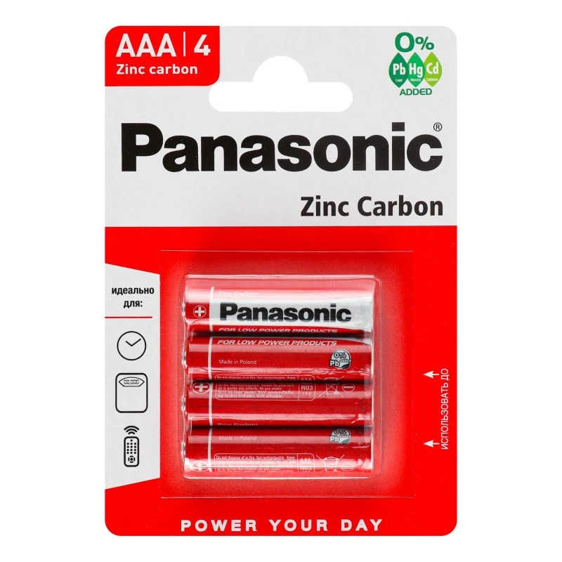 Батарейки AAA R03 MN2400 Zinc Сarbon Panasonic 4шт