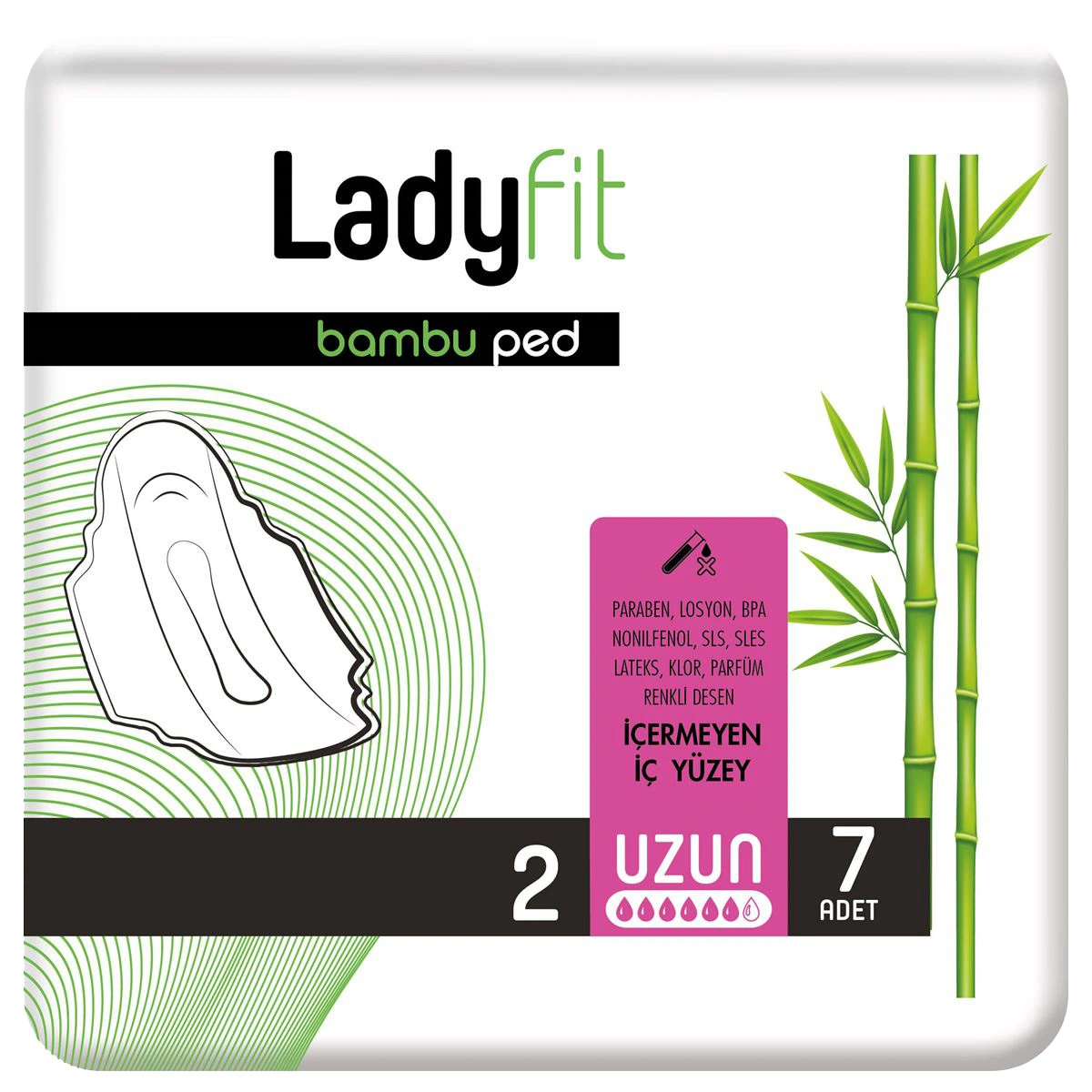 Прокладки гігієнічні Long Cotton 2 6крапель Ladyfit, 7 шт/уп.