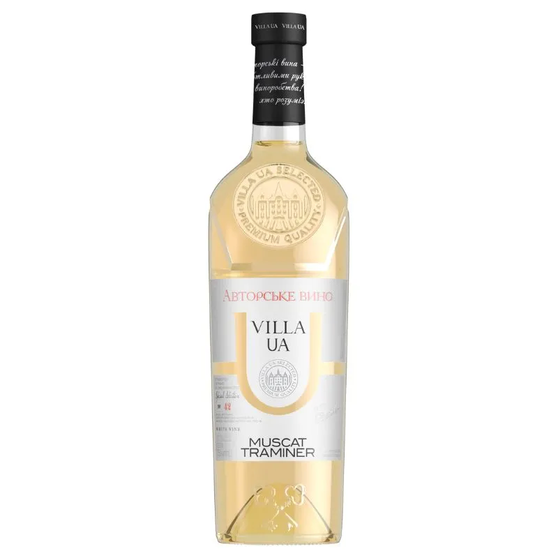 Вино біле напівсолодке Muscat Traminer Villa UA, 0.75 л