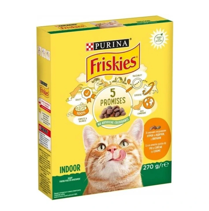 Корм сухий для котів З куркою індичкою та овочами Friskies, 270 г