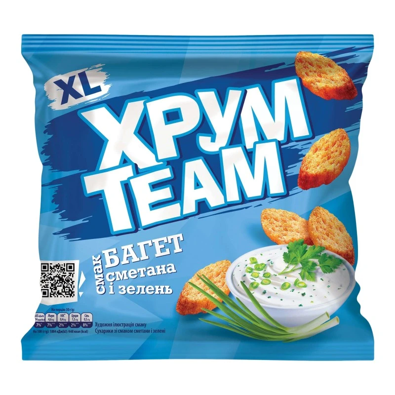 Сухарики Сметана-Зелень Багет м/у  ХрумTeam, 100 г