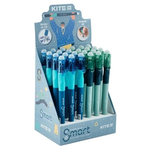 Ручка гелева пиши-стирай Kite Smart 40.5 синя Kite, шт