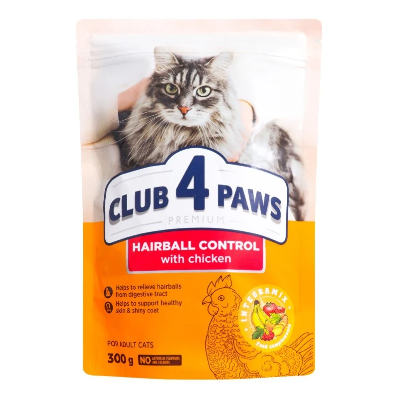 Корм сухий для котів з ефектом виведення вовни Premium Club 4 Paws, 300 г