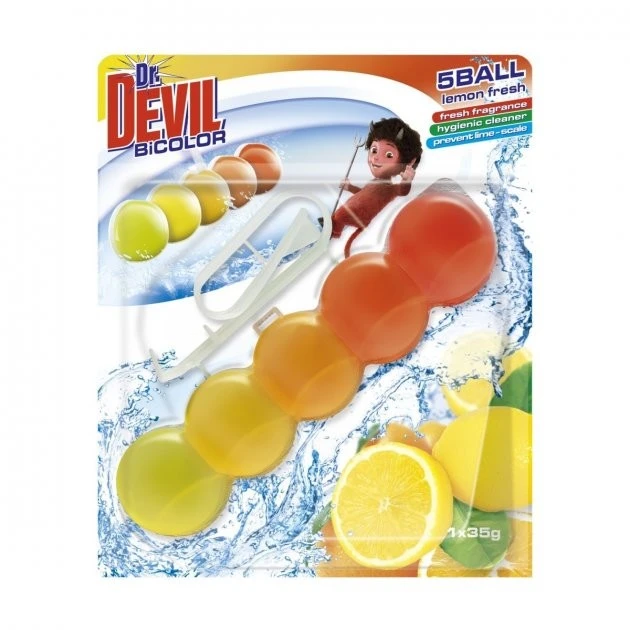 Блок для очищення унітазу Bicolor Лимонна свіжість Dr.Devil, 1 шт/уп.