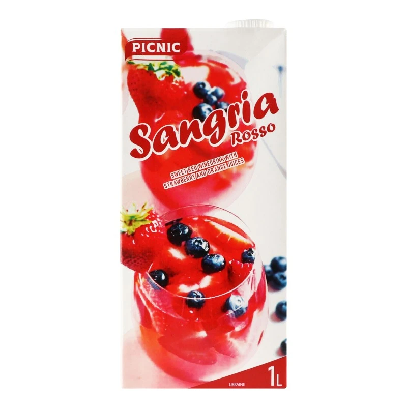 Напій винний червоний солодкий з соком полуниці та апельсина Sangria Rosso Picnic, 1 л