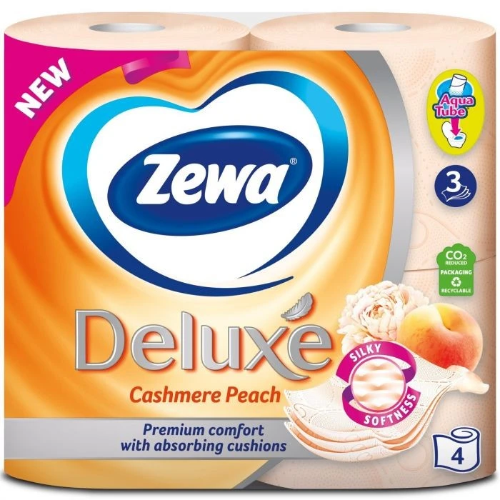 Туалетний папір 3-х шаровий Персик Deluxe Zewa, 4 шт/уп.