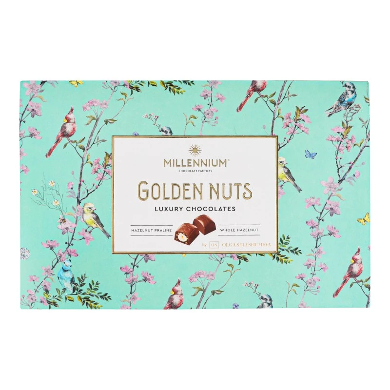 Цукерки шоколадні з начинкою та цілими горіхами Golden Nut Millennium, 145 г