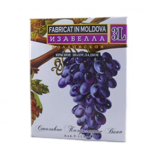 Вино червоне напівсолодке Vin Isabella Moldoveneasca Alianta, 3 л