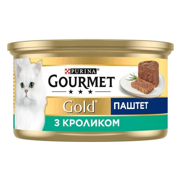 Корм для котів Паштет із кроликом ж/б Gold Gourmet, 85 г