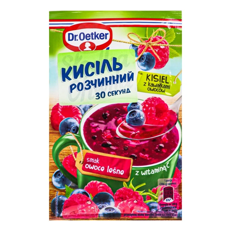 Кисіль зі смаком лісових ягід з шматочками фруктів Dr.Oetker, 31.5 г
