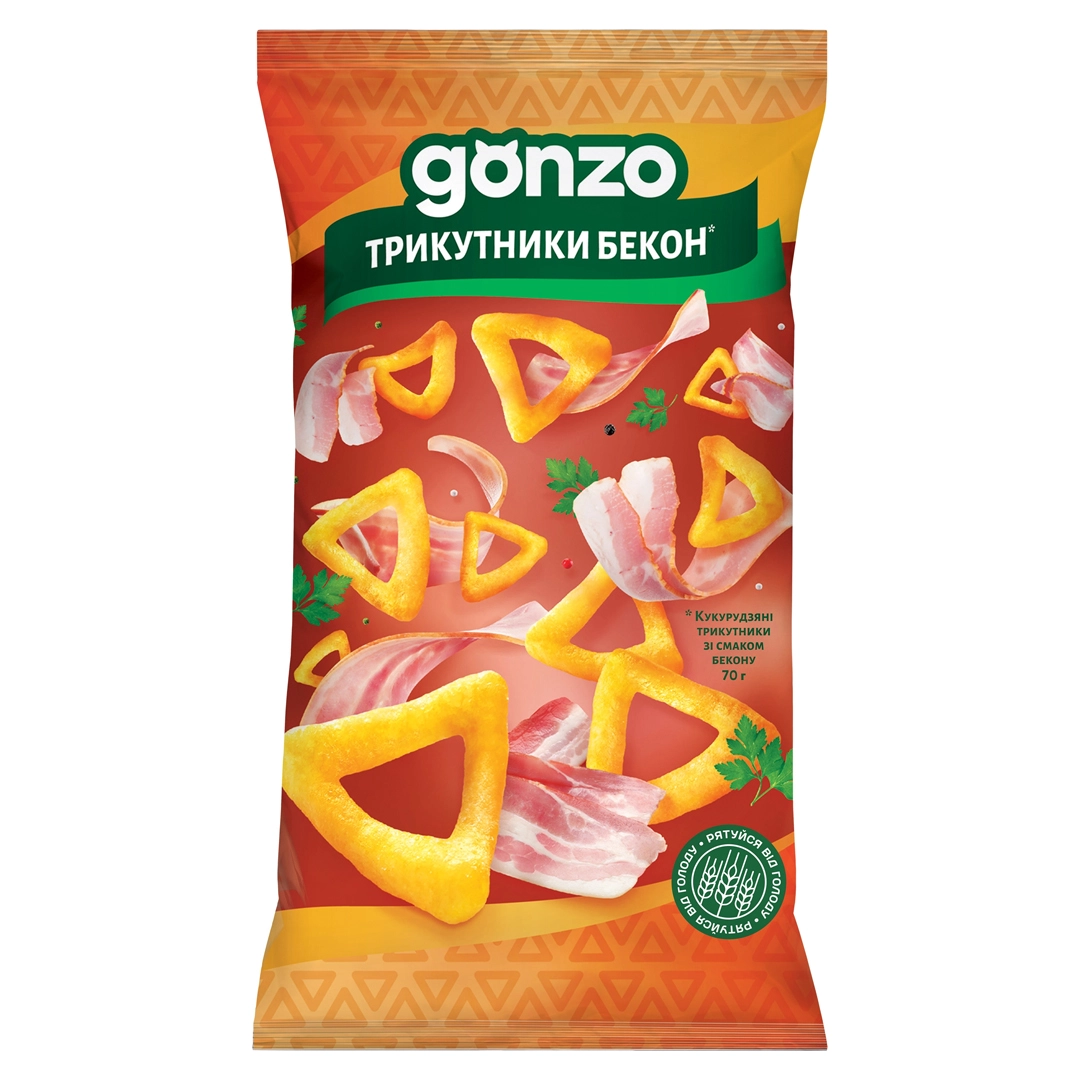 Трикутники кукурудзяні зі смаком бекону Gonzo, 70 г