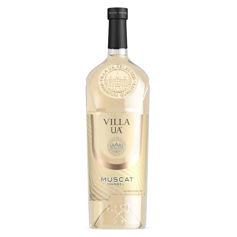 Вино бiле напівсолодке Muscat Marbel Villa UA, 1.5 л