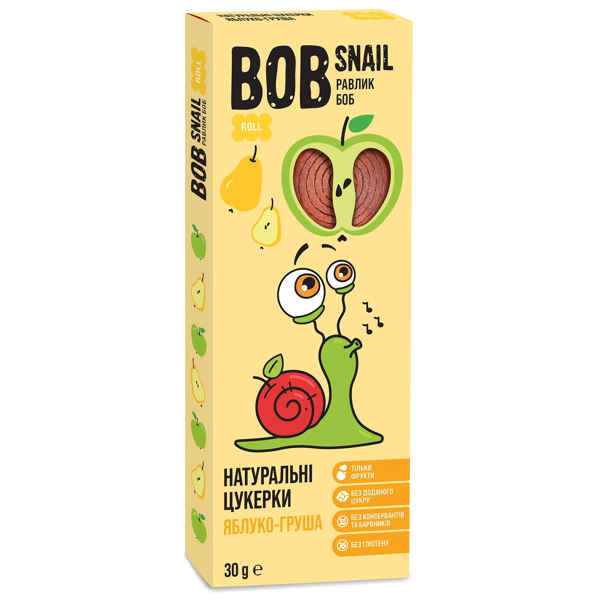 Цукерки фруктові натуральні Яблучно-грушеві Bob Snail к/у 30г