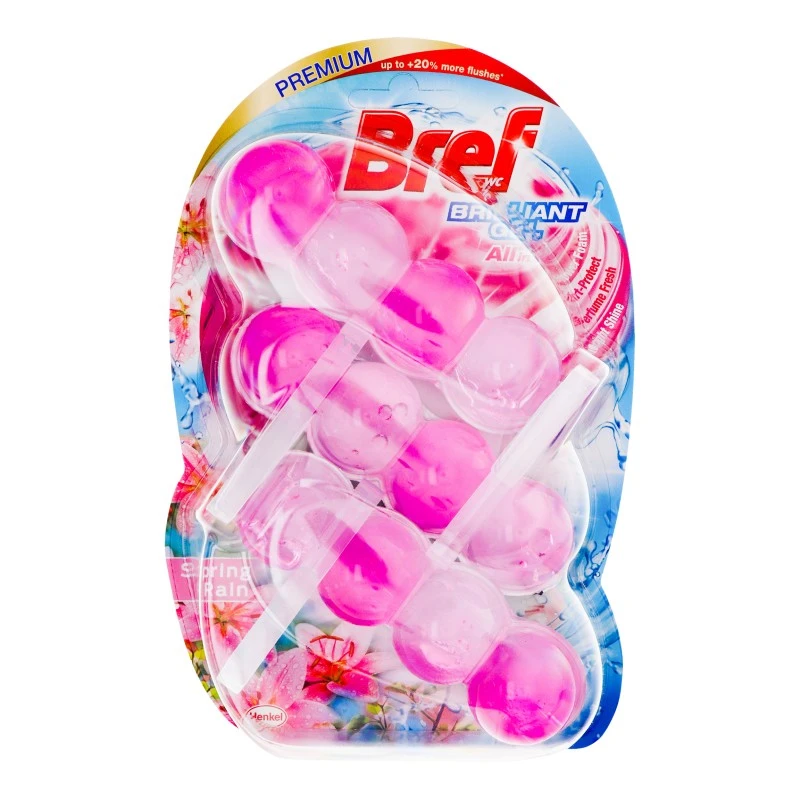 Блок для очищення унітазу Spring Rain Brilliant Gel Bref, 3 шт/уп.