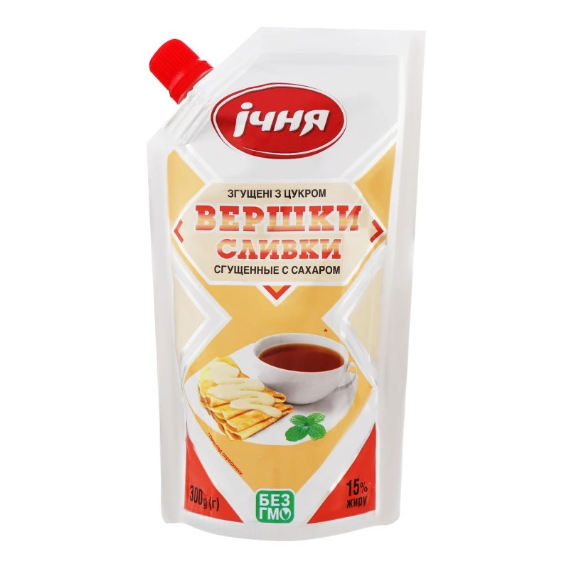 Вершки згущені 15% з цукром Ічня, 300 г