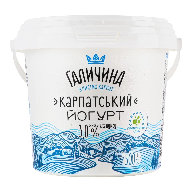 Йогурт 3% Без цукру Карпатський Галичина, 500 г