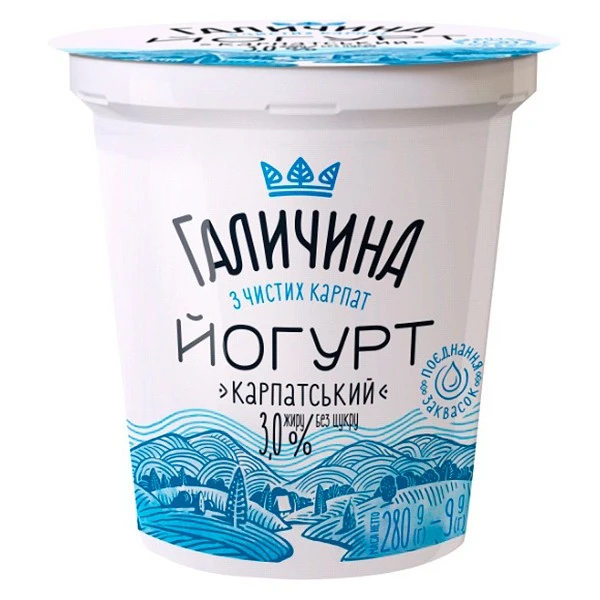 Йогурт 3% Без цукру Карпатський Галичина, 280 г