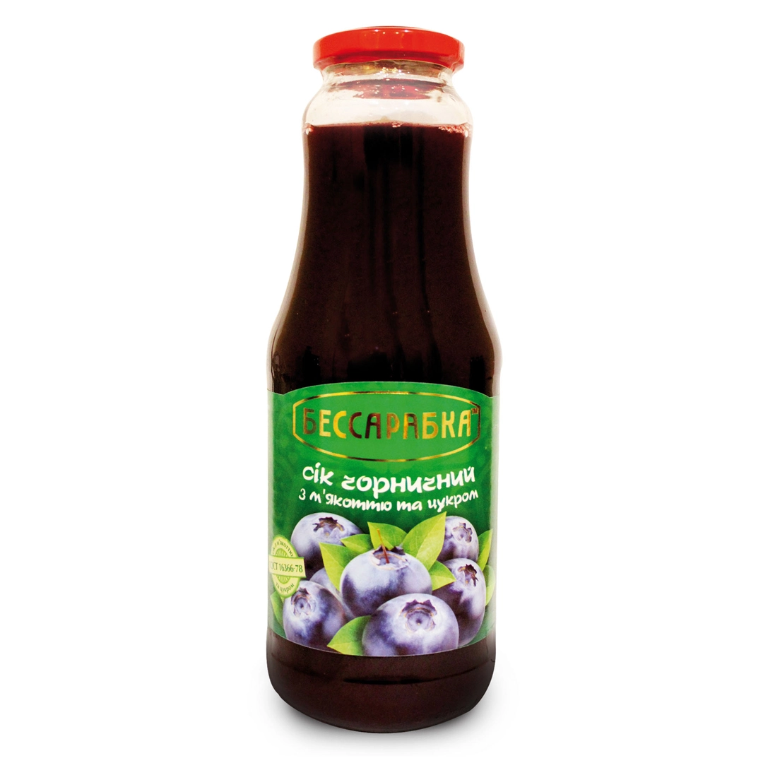 Сік Чорничний з м&#039;якоттю та цукром Бессарабка, 1 л