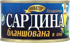 Сардина атлантична бланшована в олії Екватор з/б 240г
