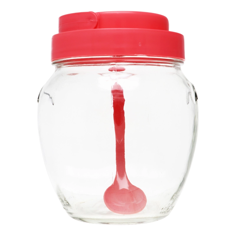 Банка з кришкою, ручкою та ложкою рожева  1062мл EverGlass, 1шт