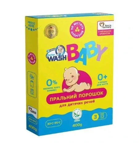 Порошок для прання дитячого одягу Doctor Wash, 400 г