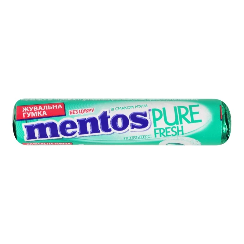Гумка жувальна Mentos PF Roll М&#039;ята з ксилітом Perfetti Van Mele, 15.75 г