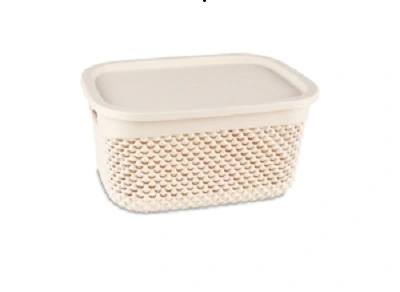 Корзина прямокутна з кришкою крем 3.3 л Drop Ucsan Plastik, 1 шт