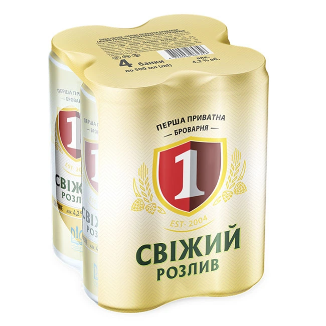 Пиво світле ж/б Свіжий розлив, 4*0.5 л